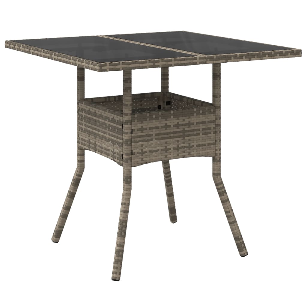 Set mobilier de gradina cu perne 5 piese gri poliratan & sticla — imaginea 4