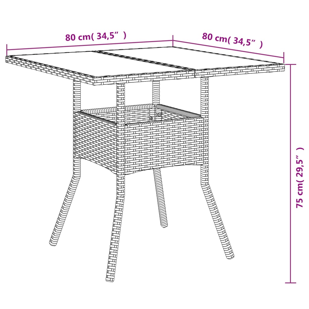 Set mobilier de gradina cu perne 5 piese gri poliratan & sticla — imaginea 9