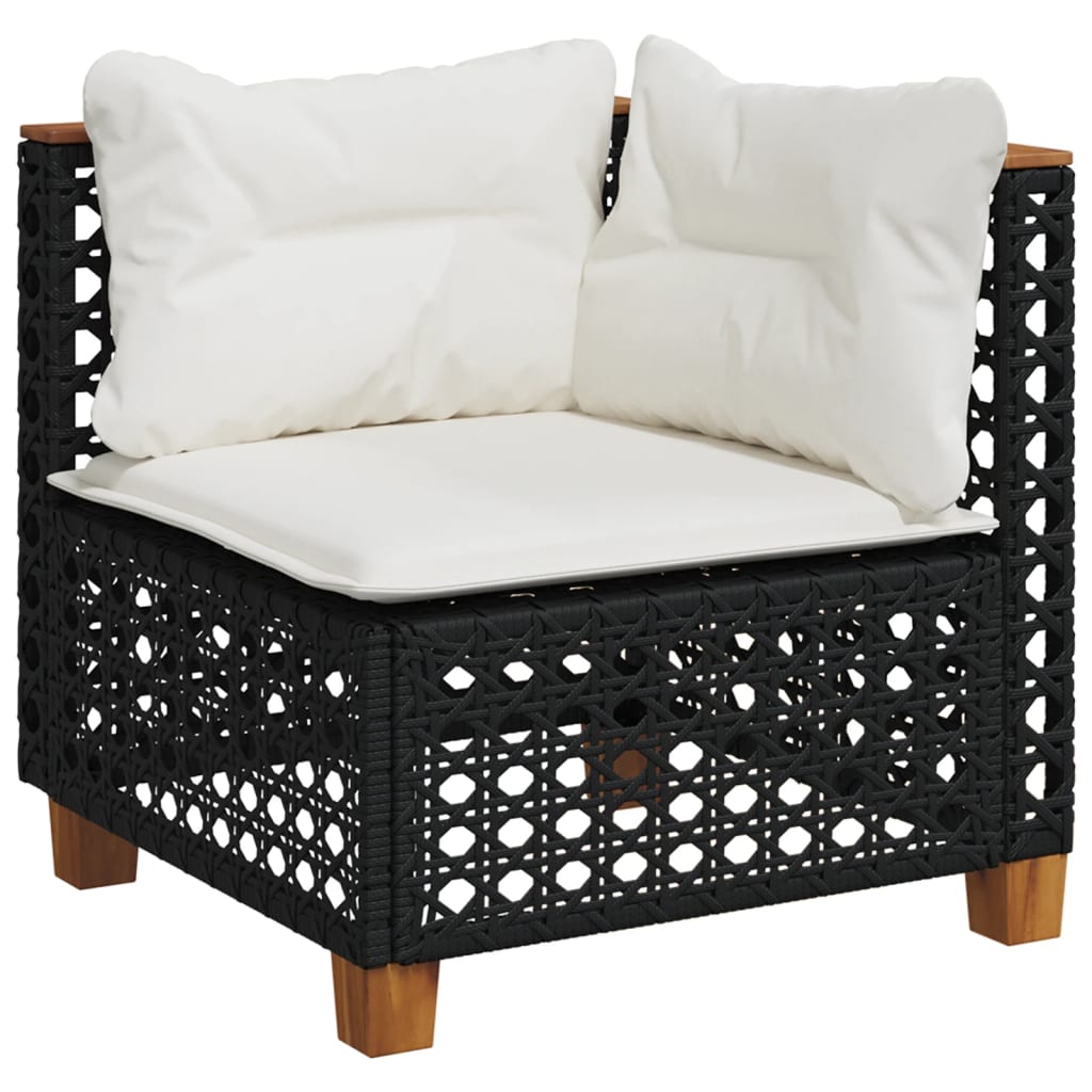 Set canapele de gradina cu perne, 7 piese, negru, poliratan — imaginea 3