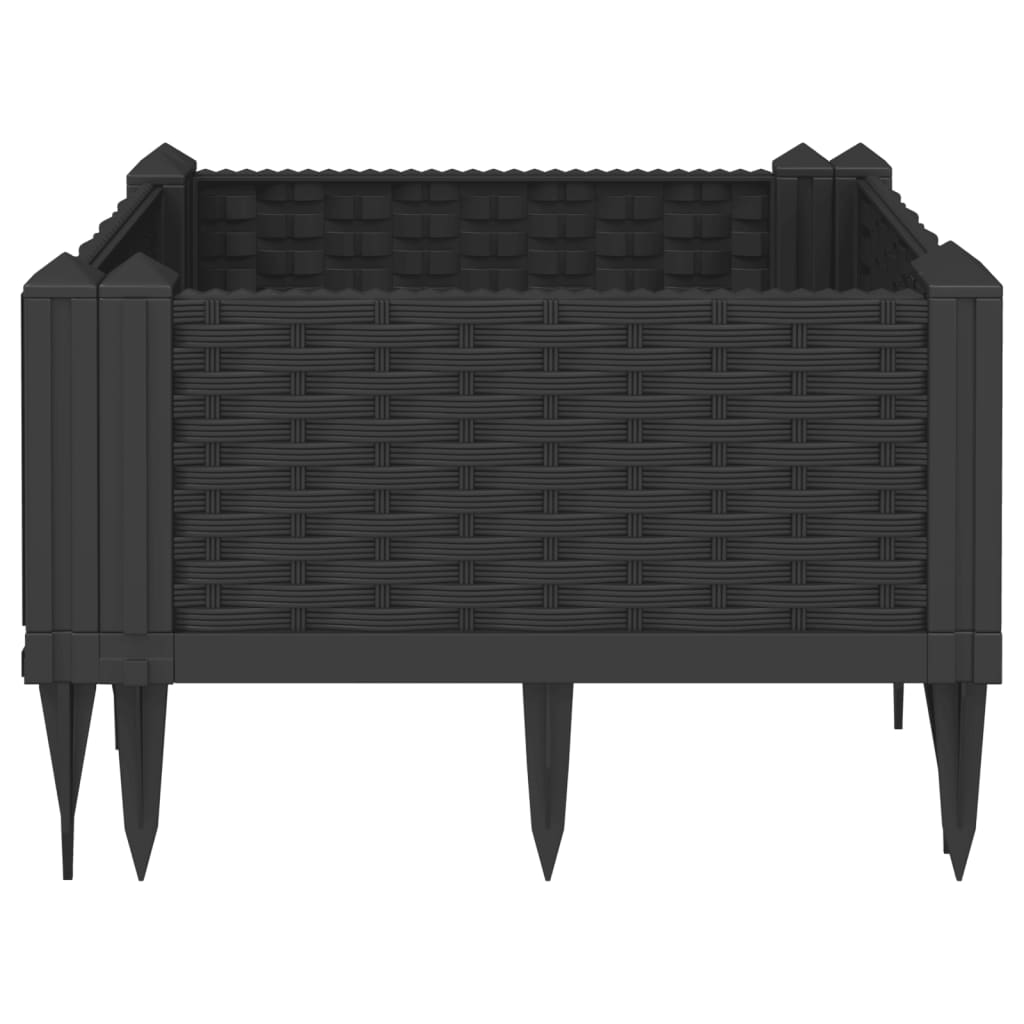 Jardiniera de gradina cu tarusi, negru, 42,5x42,5x28,5 cm, PP — imaginea 4