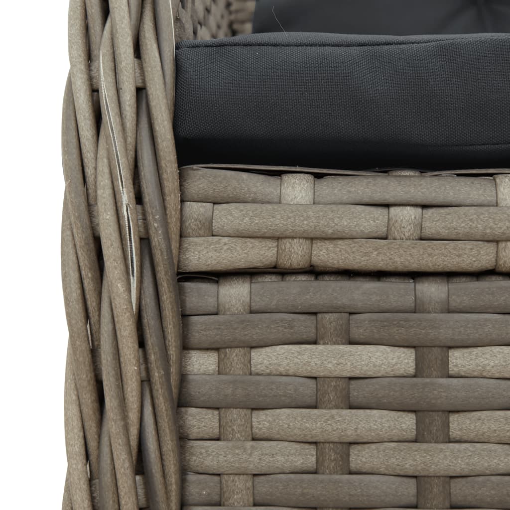 Set mobilier de gradina cu perne, 7 piese, gri, poliratan — imaginea 6
