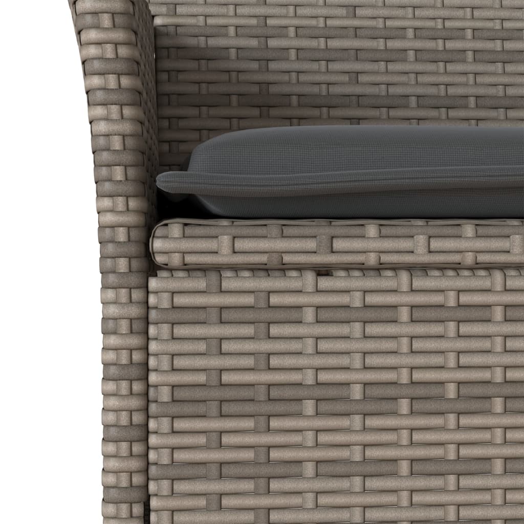 Set mobilier gradina cu perne 5 piese gri poliratan/lemn acacia — imaginea 5
