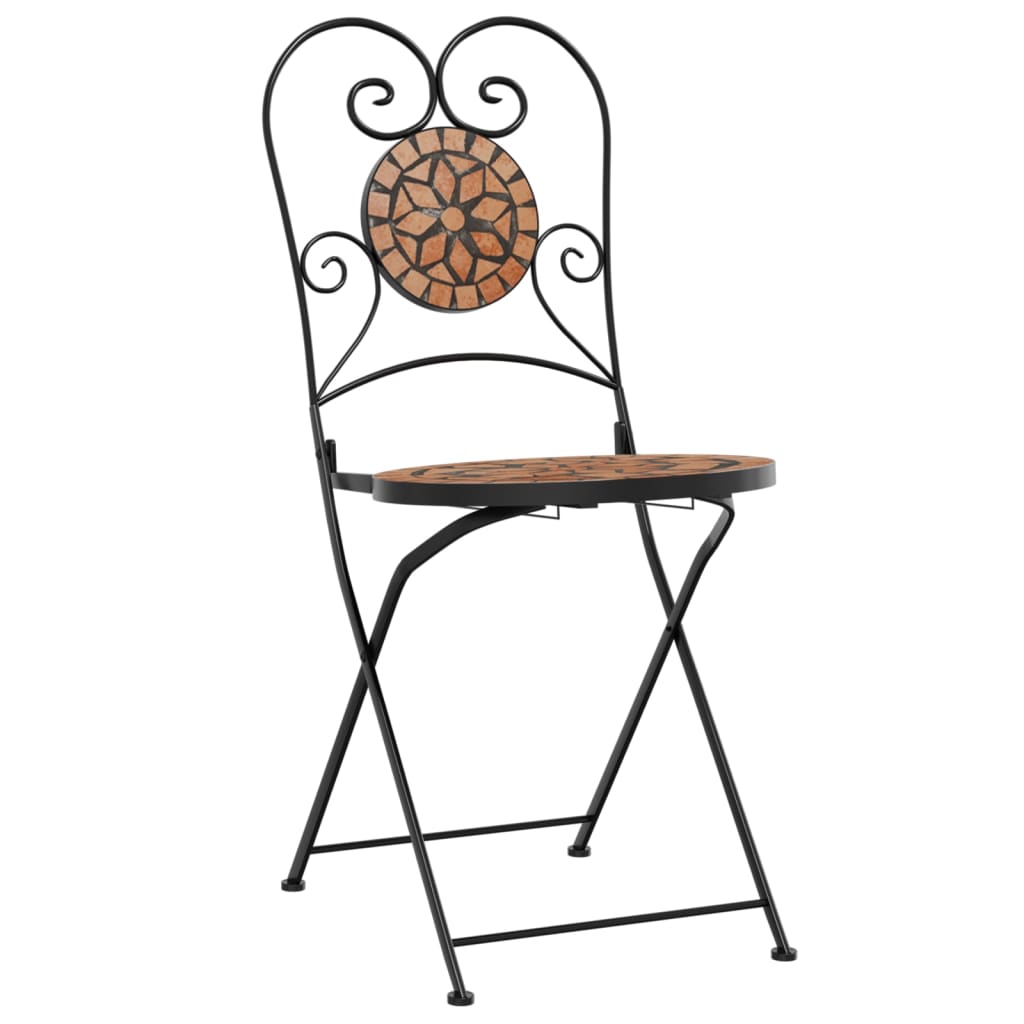 Set de bistro cu mozaic, caramiziu, fier si ceramica — imaginea 4