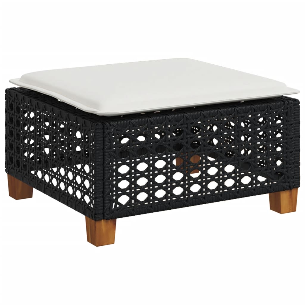 Set mobilier de gradina cu perne, 4 piese, negru, poliratan — imaginea 5