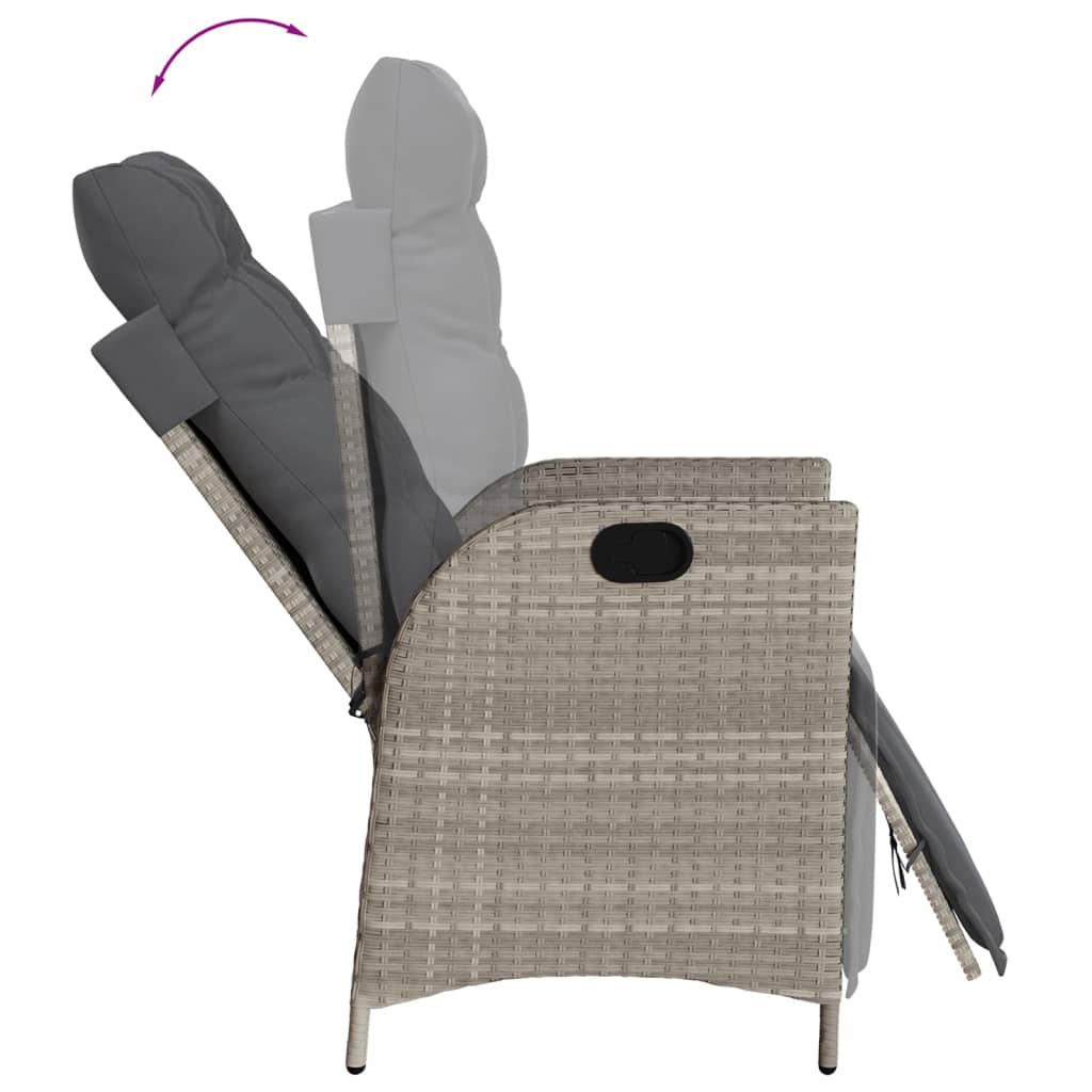 Set mobilier gradina cu perne, 9 piese, gri deschis, poliratan — imaginea 4