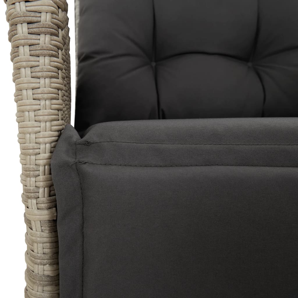 Set mobilier gradina cu perne, 9 piese, gri deschis, poliratan — imaginea 5