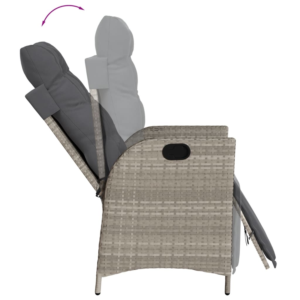 Set mobilier gradina cu perne, 9 piese, gri deschis, poliratan — imaginea 7