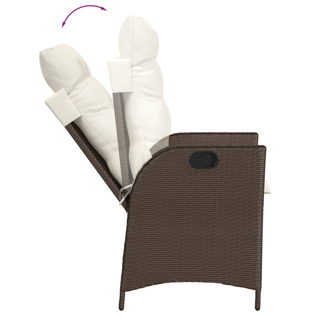 Set mobilier de gradina cu perne, 7 piese, maro, poliratan — imaginea 4