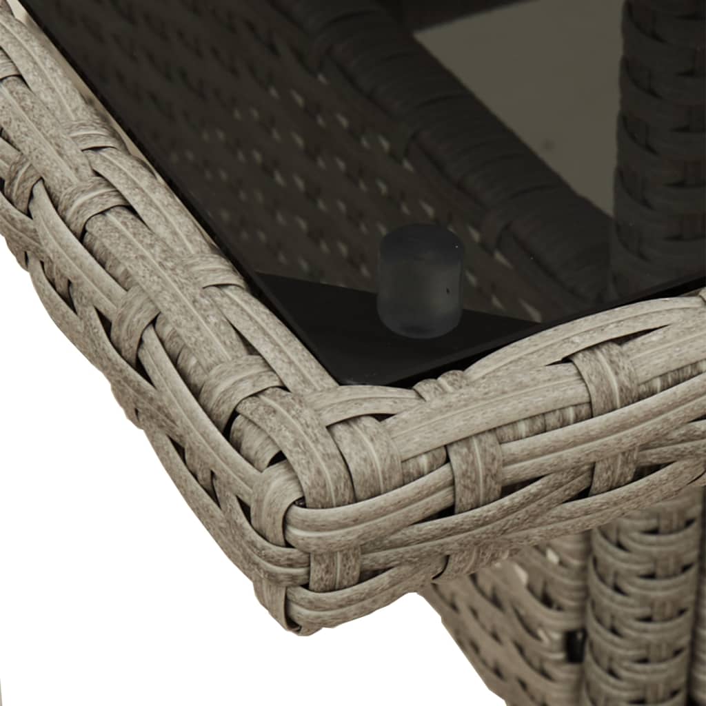 Set mobilier gradina perne 3 piese gri deschis poliratan sticla — imaginea 6
