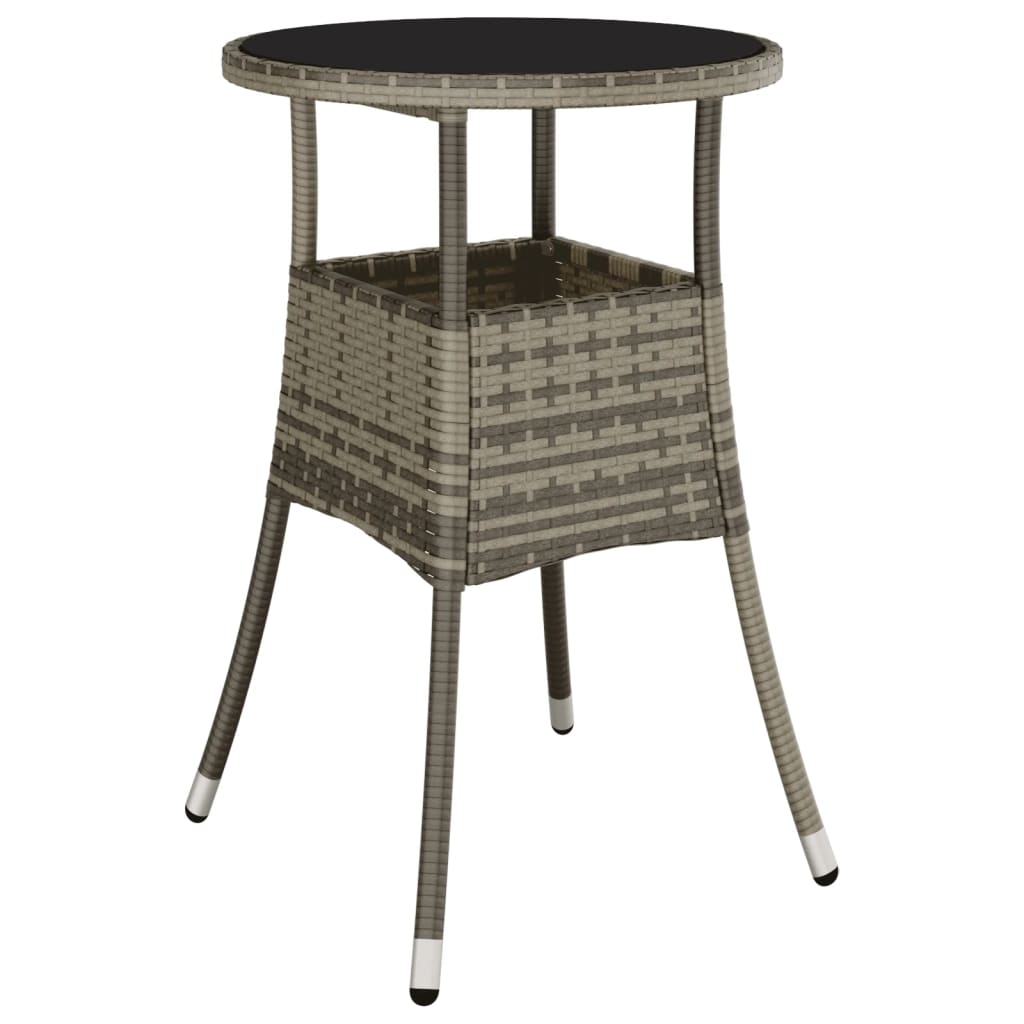 Set mobilier de gradina cu perne 3 piese gri poliratan & sticla — imaginea 4