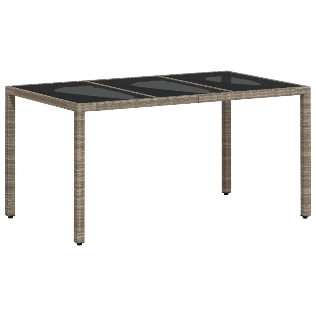 Set mobilier gradina perne 7 piese gri deschis poliratan/sticla, mărime 150x90x75 cm — imaginea 4