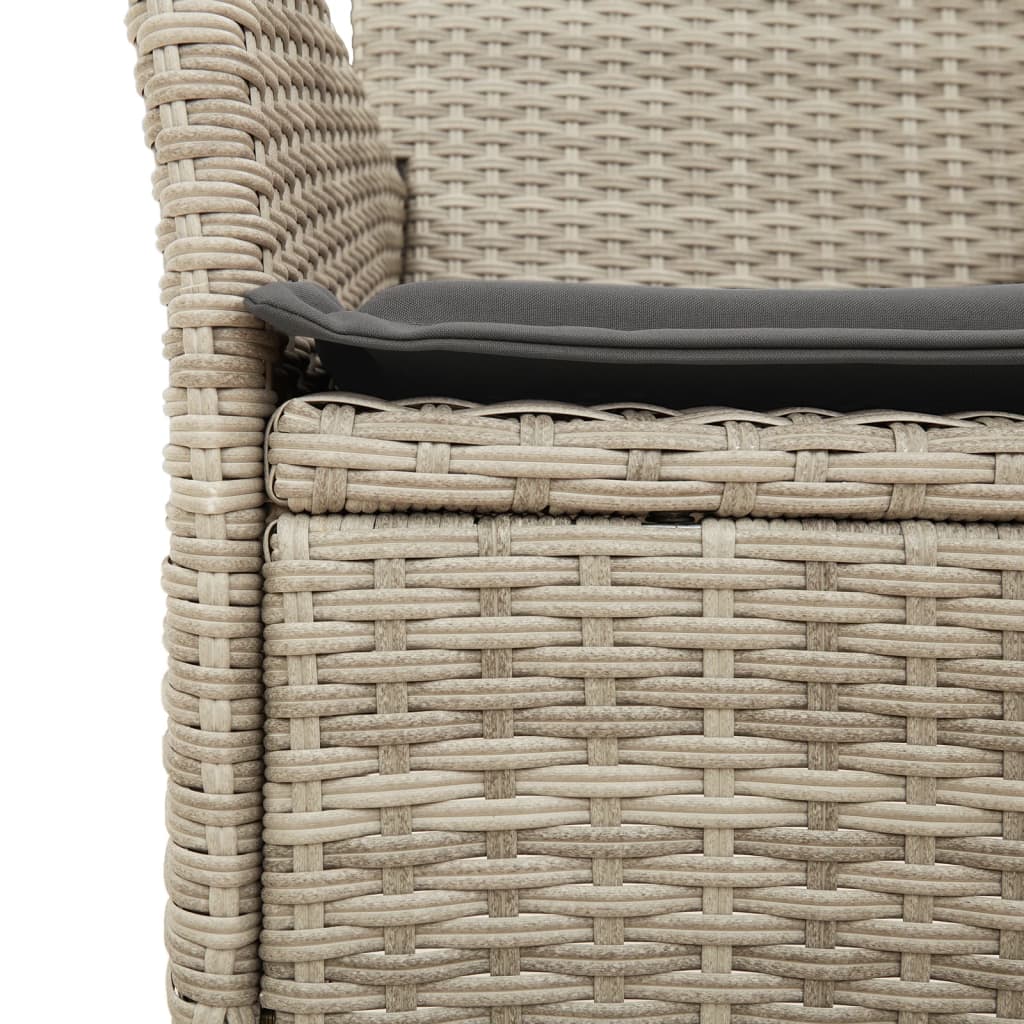 Set mobilier gradina perne 7 piese gri deschis poliratan/sticla, mărime 150x90x75 cm — imaginea 5