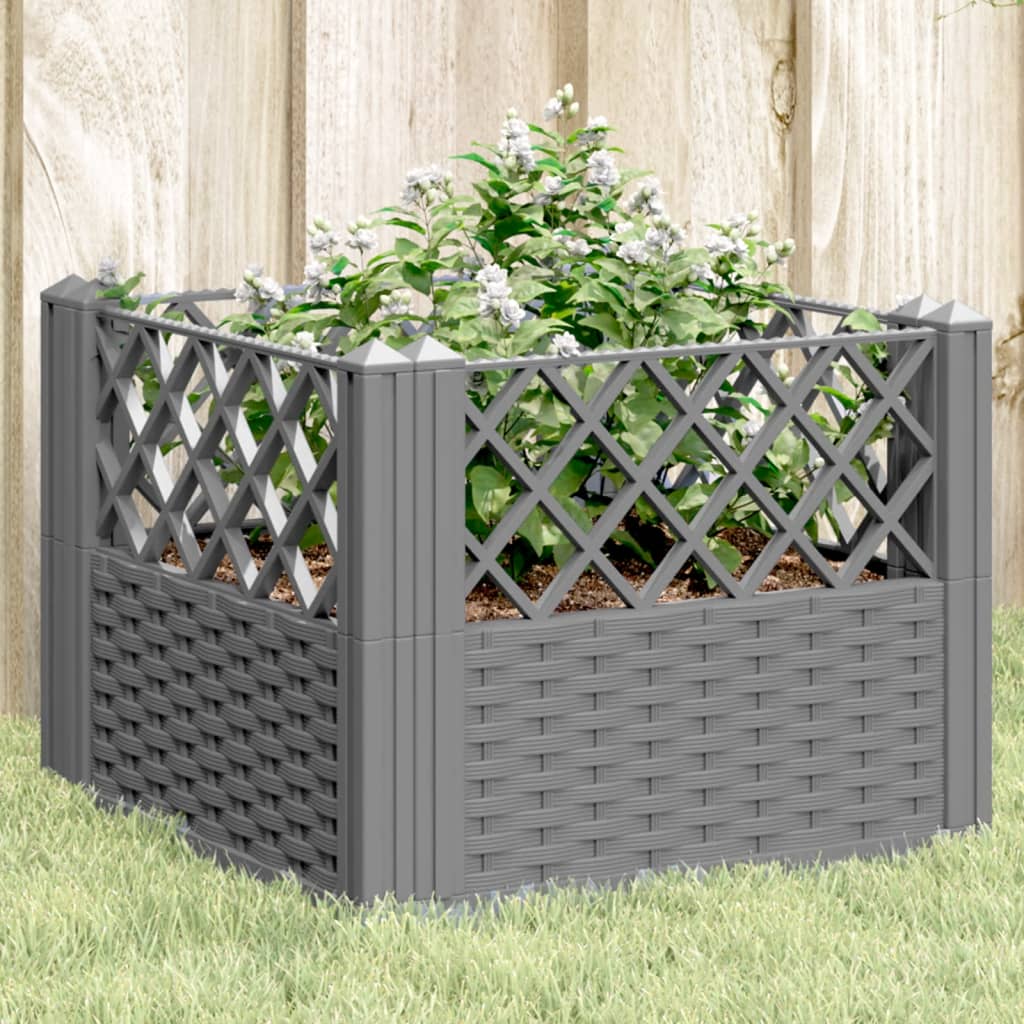 Jardiniera gradina cu tarusi gri deschis, 43,5x43,5x43,5 cm, PP — imaginea 2