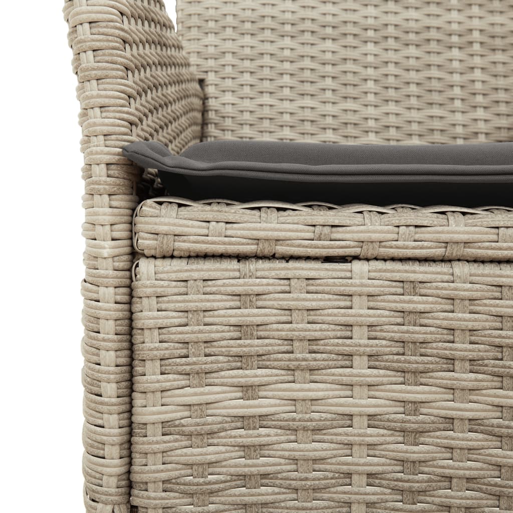 Set mobilier gradina perne 5 piese gri deschis poliratan sticla — imaginea 5