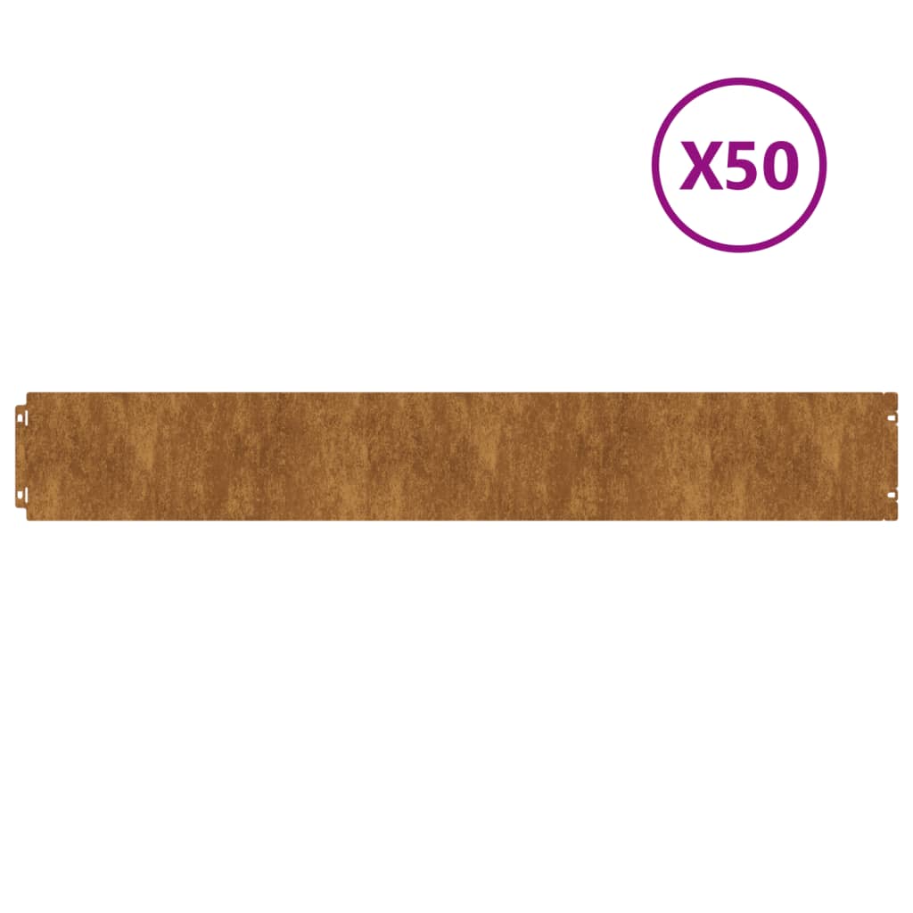 Borduri de gazon 50 buc. 15x103 cm otel Corten flexibil