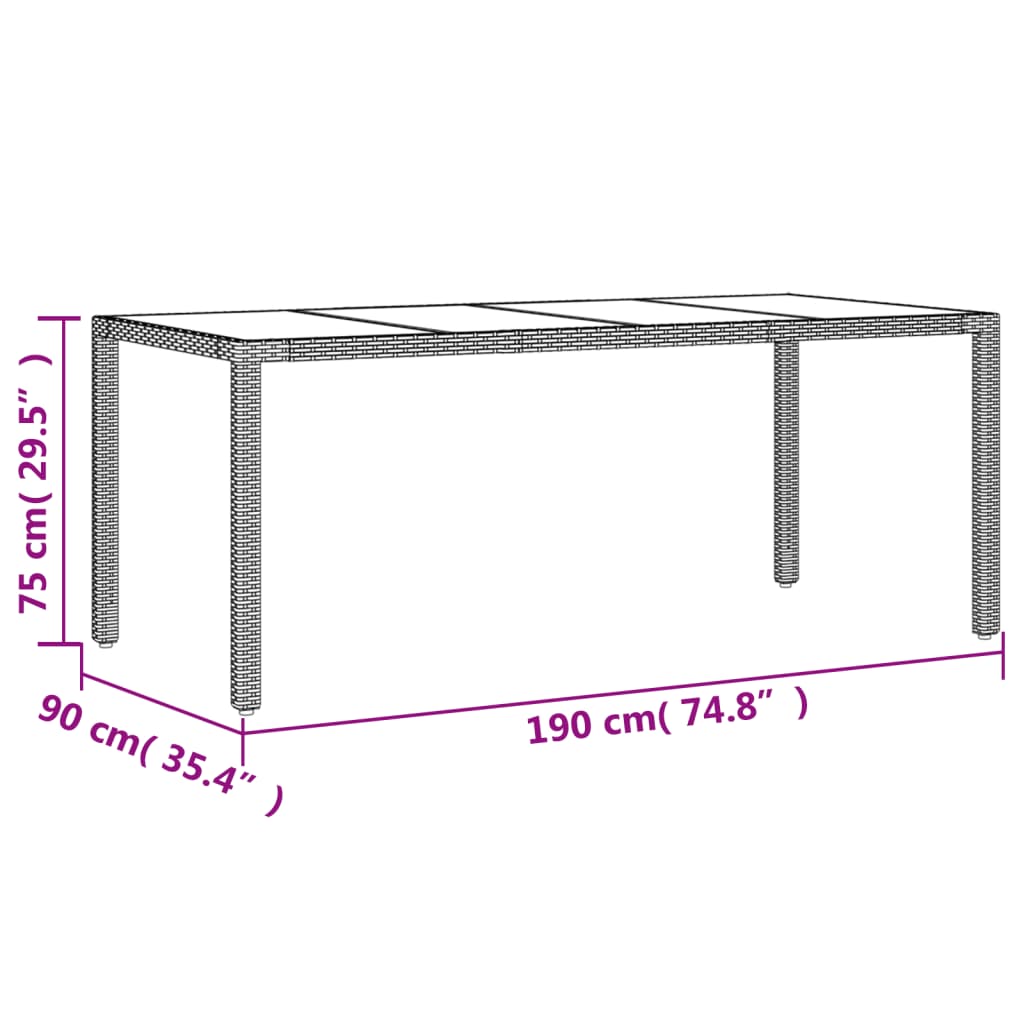 Set mobilier de gradina cu perne 9 piese gri poliratan & sticla — imaginea 9