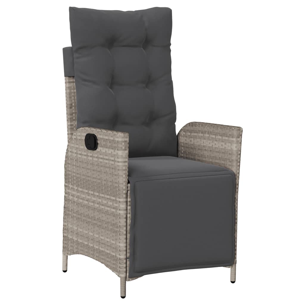 Set mobilier gradina cu perne, 9 piese, gri deschis, poliratan — imaginea 5