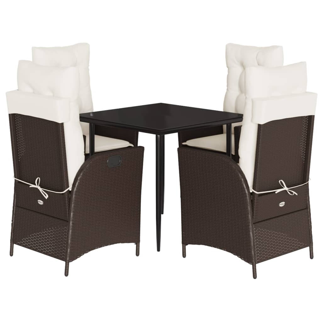 Set mobilier de gradina, 5 piese, cu perne, maro, poliratan
