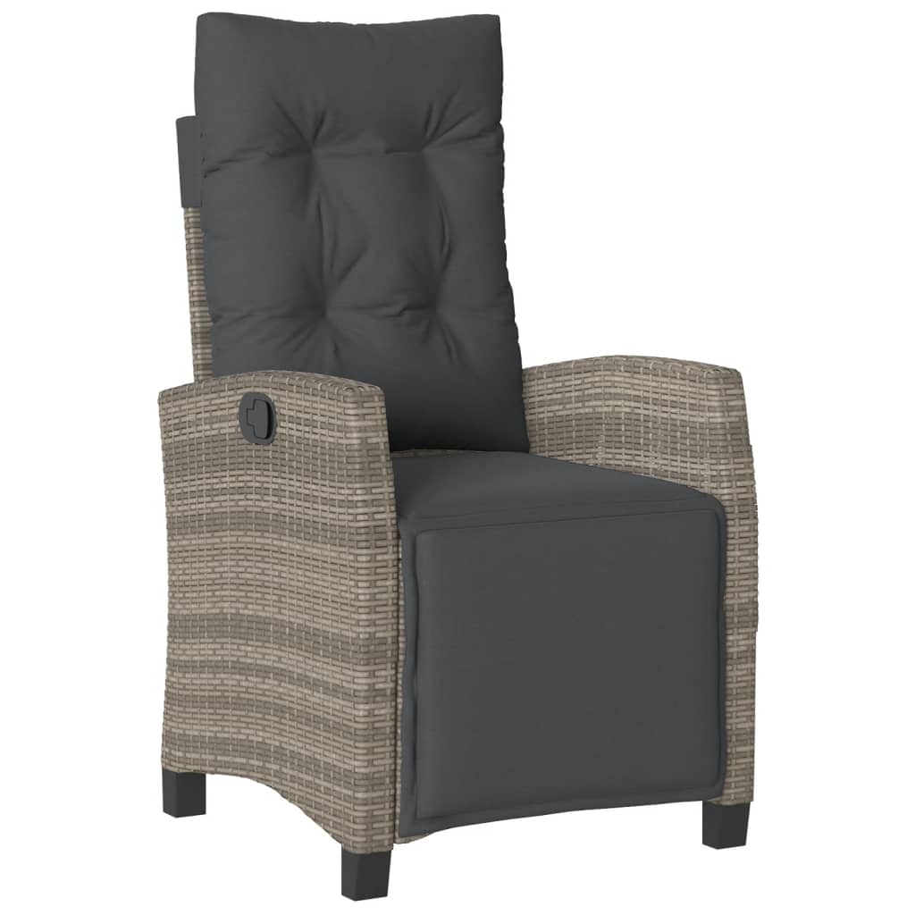 Set mobilier de gradina cu perne, 5 piese, gri, poliratan — imaginea 6