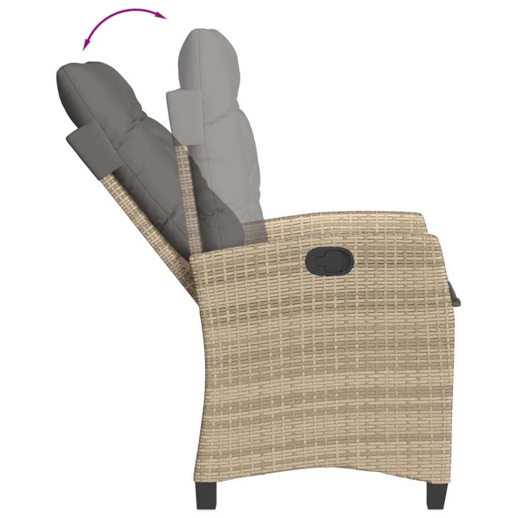 Set mobilier de gradina cu perne, 5 piese, bej, poliratan — imaginea 4