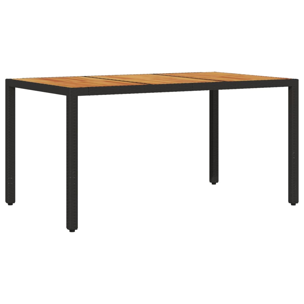 Set mobilier gradina perne 5 piese negru poliratan/lemn acacia — imaginea 4