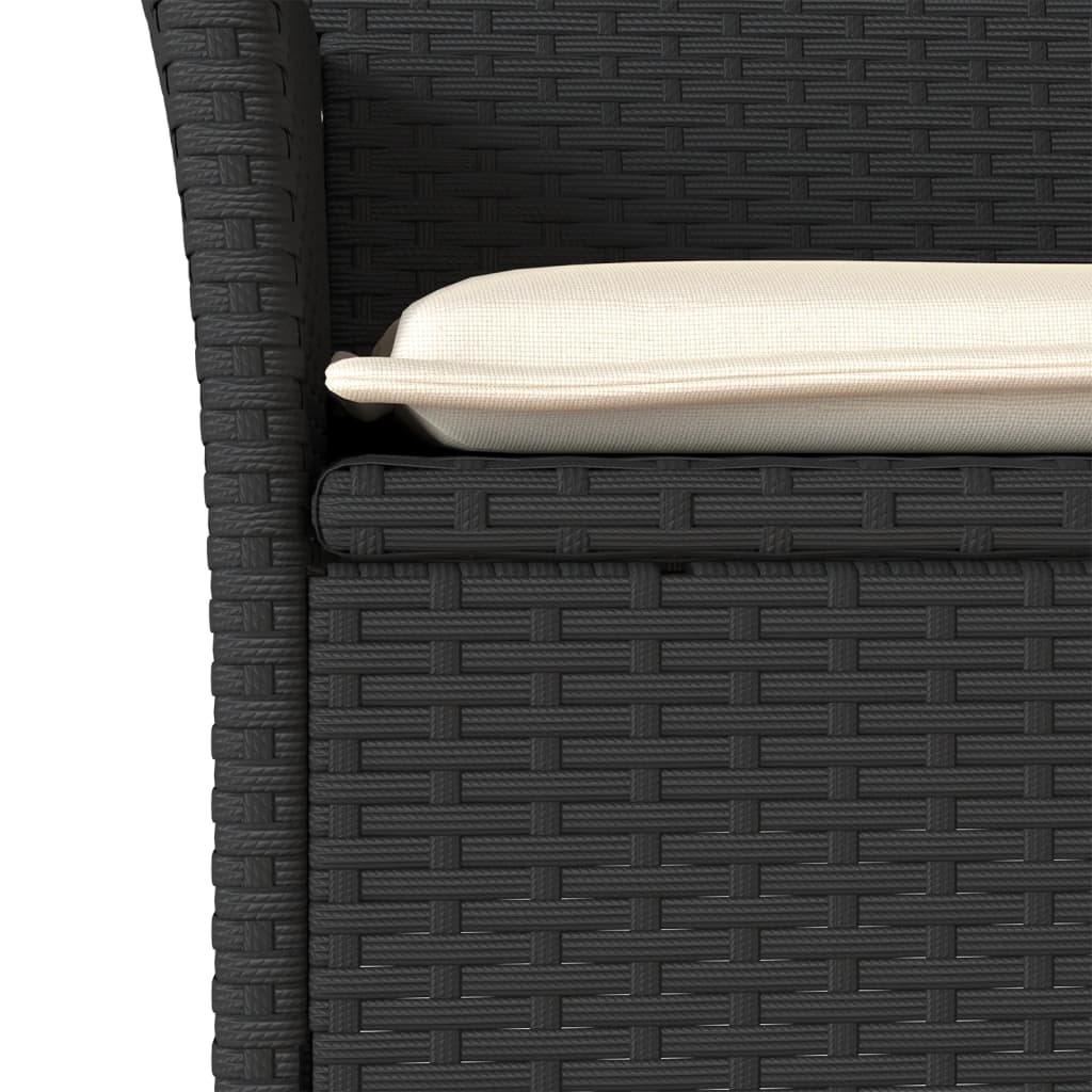 Set mobilier gradina perne 5 piese negru poliratan/lemn acacia — imaginea 5