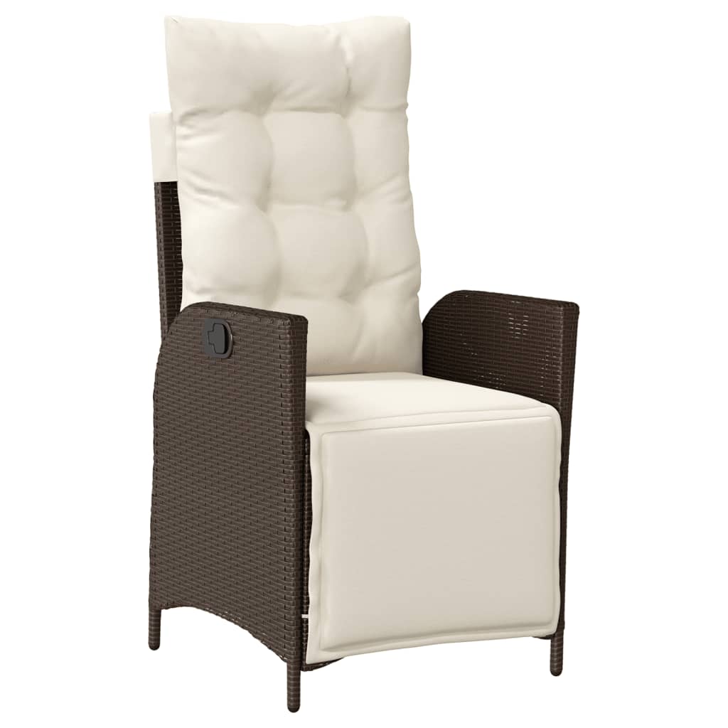 Set mobilier de gradina cu perne, 9 piese, maro, poliratan — imaginea 6