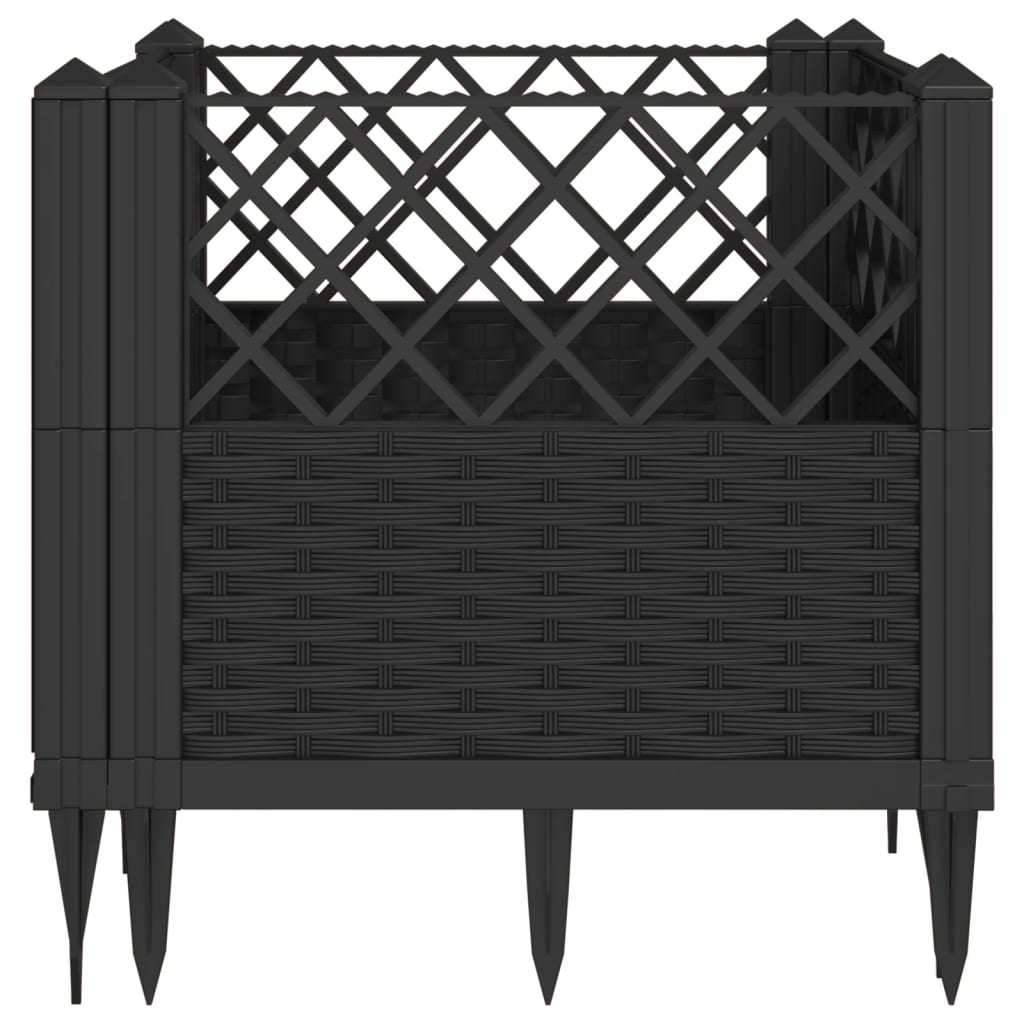 Jardiniera de gradina cu spalier, negru, 43,5x43,5x43,5 cm, PP — imaginea 4