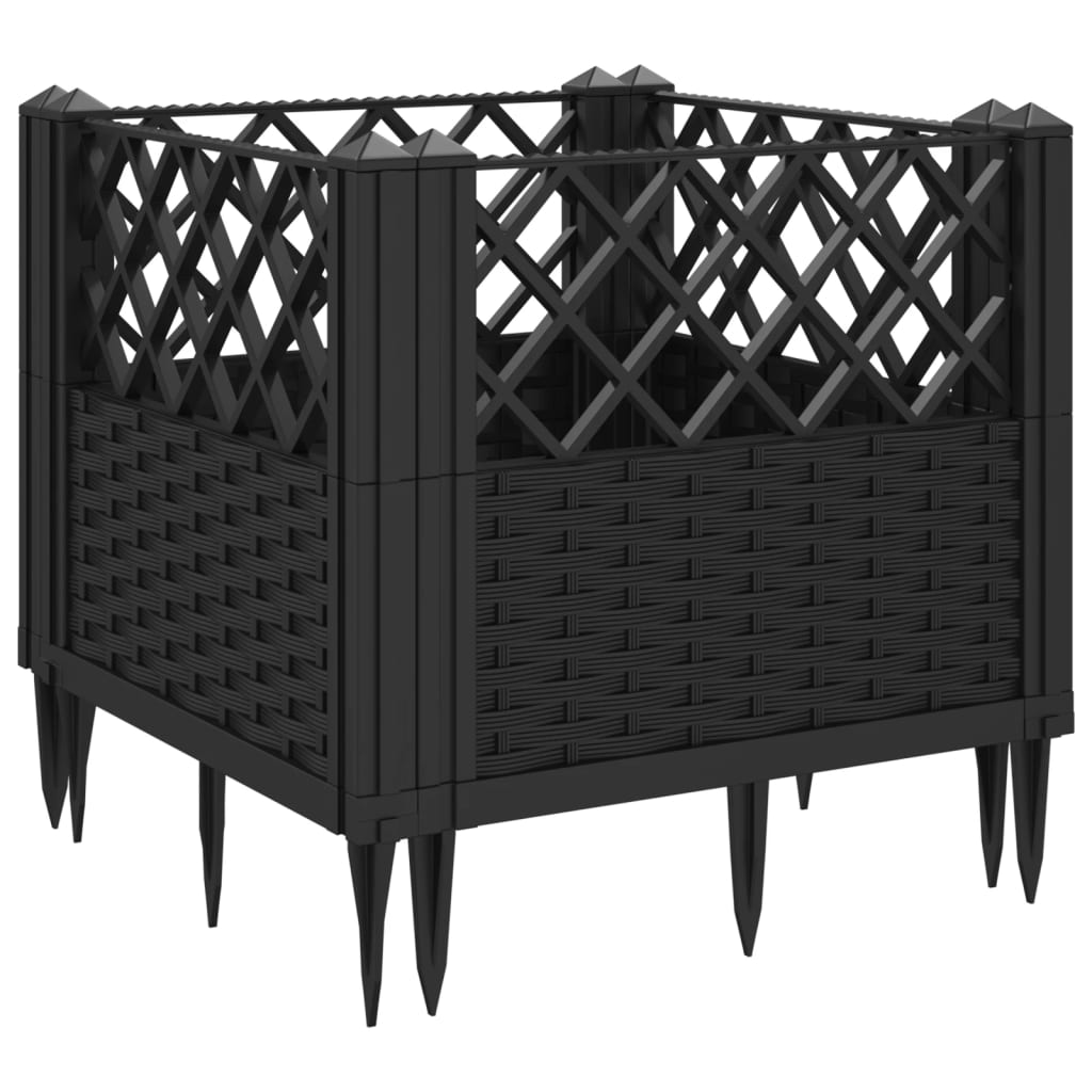Jardiniera de gradina cu spalier, negru, 43,5x43,5x43,5 cm, PP — imaginea 6