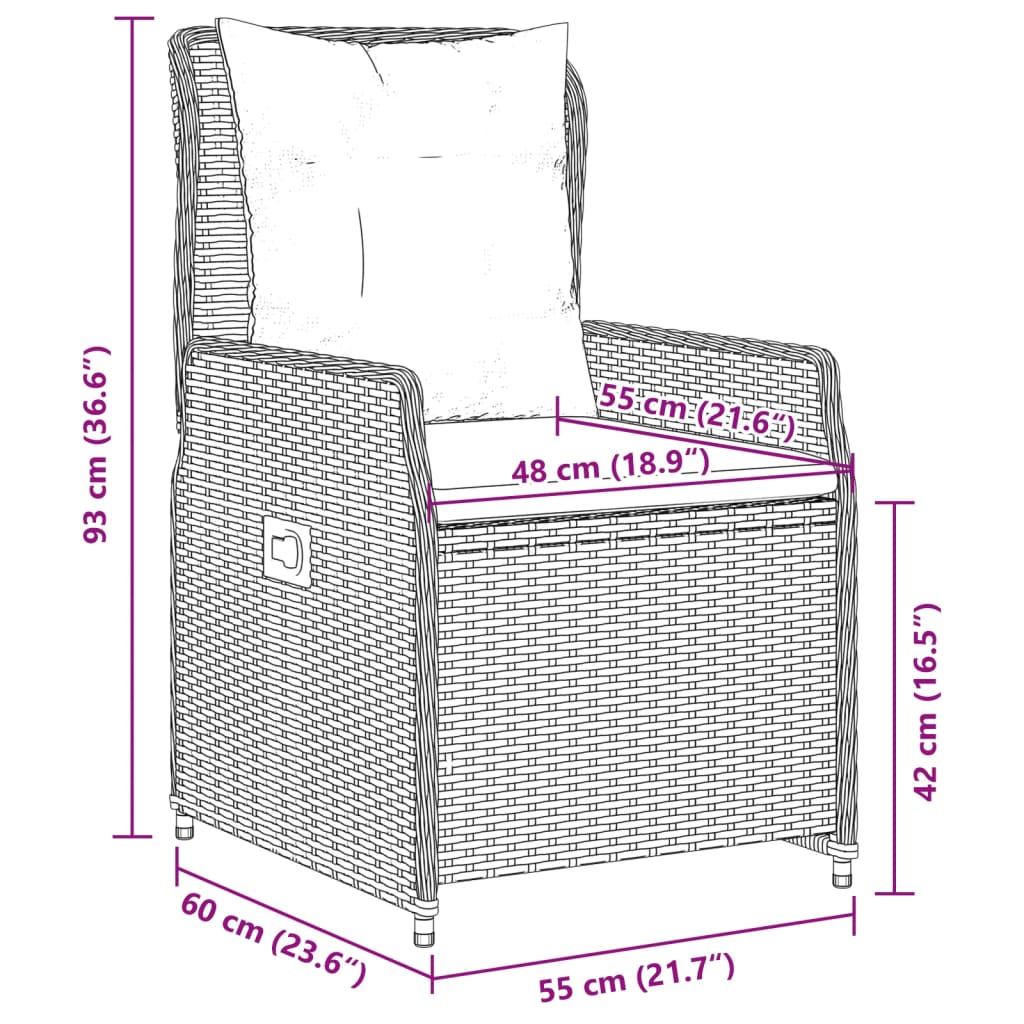 Set mobilier de gradina, 5 piese, cu perne, maro, poliratan — imaginea 10