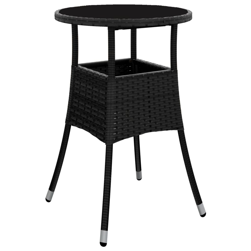 Set mobilier de gradina cu perne 3 piese negru poliratan&sticla — imaginea 4