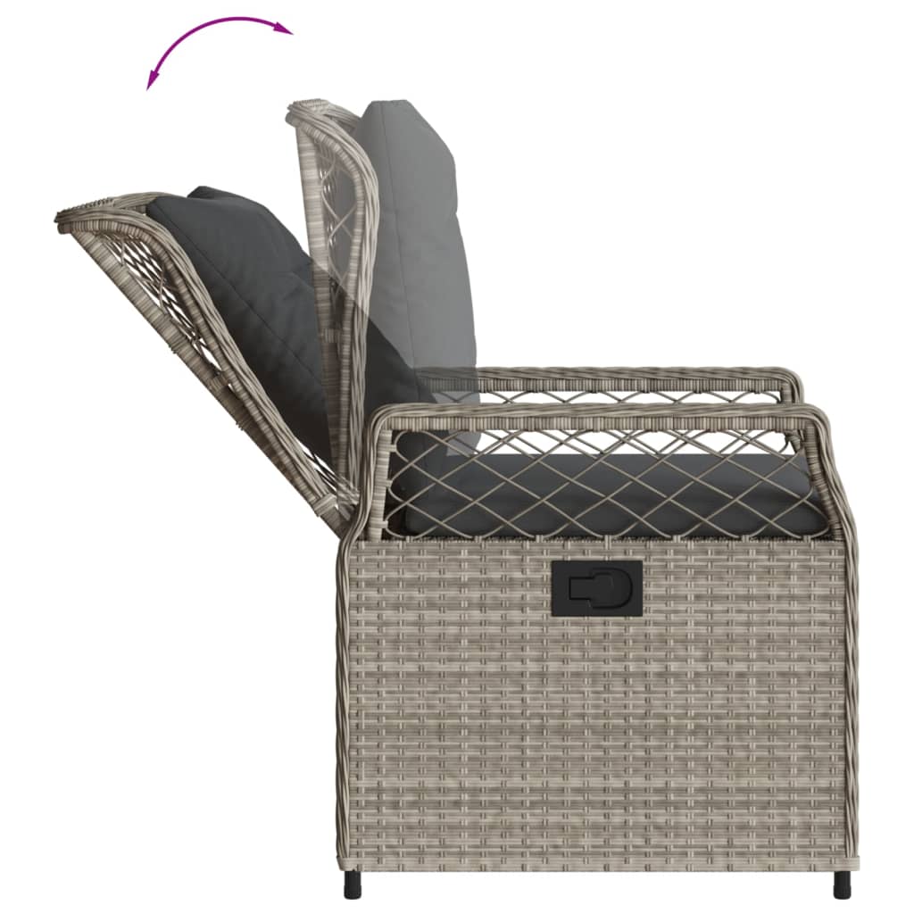 Set mobilier de gradina cu perne, 7 piese gri deschis poliratan — imaginea 5