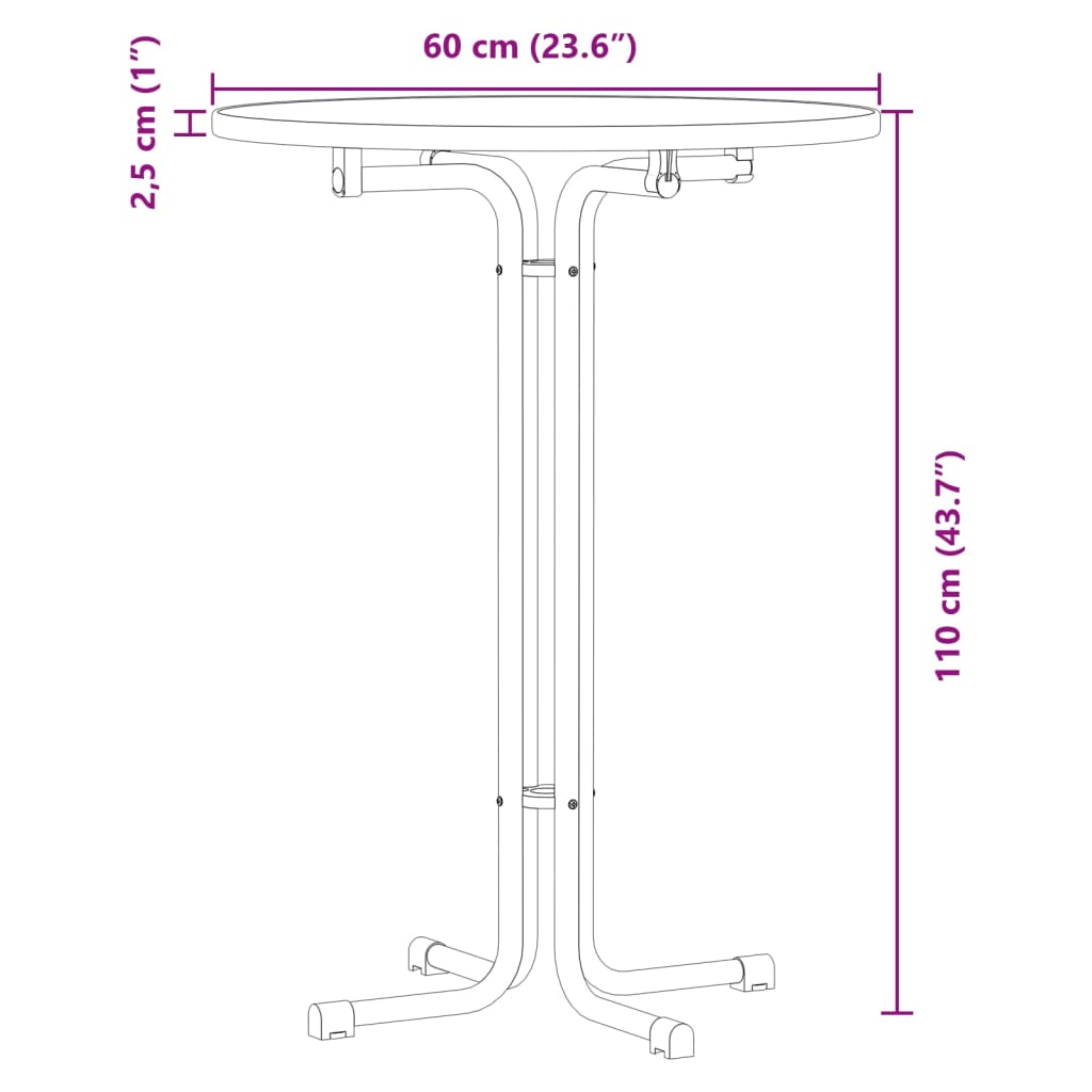 Masa de bucatarie, alb, Ø60x110 cm, lemn prelucrat si otel — imaginea 9