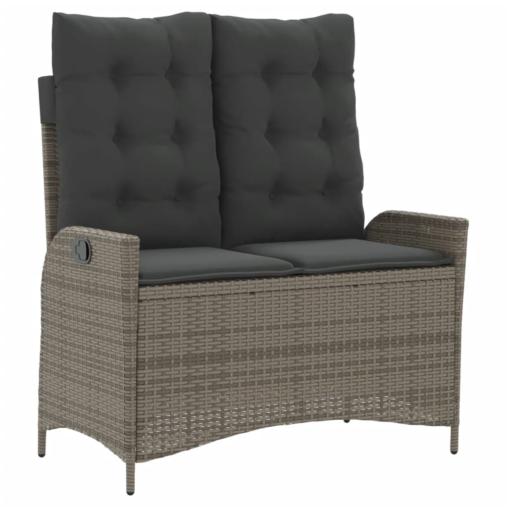 Set mobilier de gradina cu perne, 4 piese, gri, poliratan — imaginea 4
