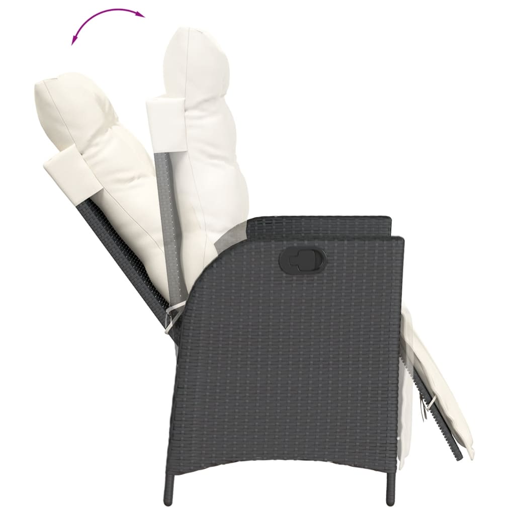 Set mobilier de gradina cu perne, 5 piese, negru, poliratan — imaginea 5