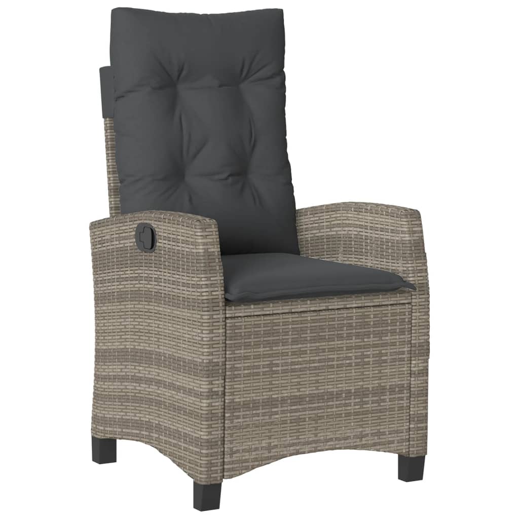 Set mobilier de gradina cu perne, 5 piese, gri, poliratan — imaginea 3
