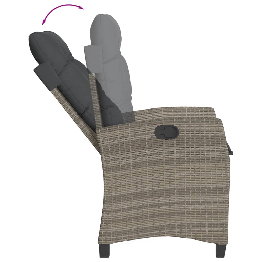 Set mobilier de gradina cu perne, 5 piese, gri, poliratan — imaginea 4