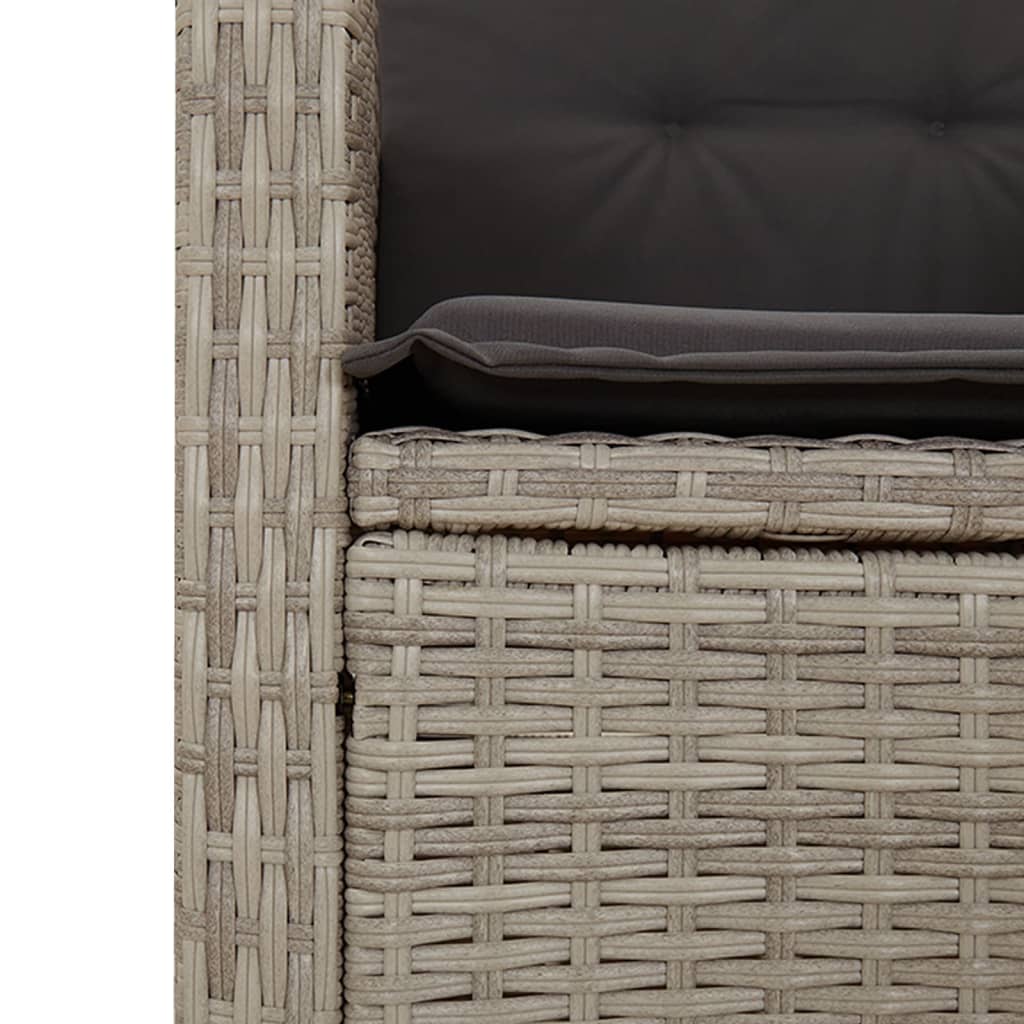 Set mobilier de gradina cu perne, 3 piese,gri deschis,poliratan — imaginea 6
