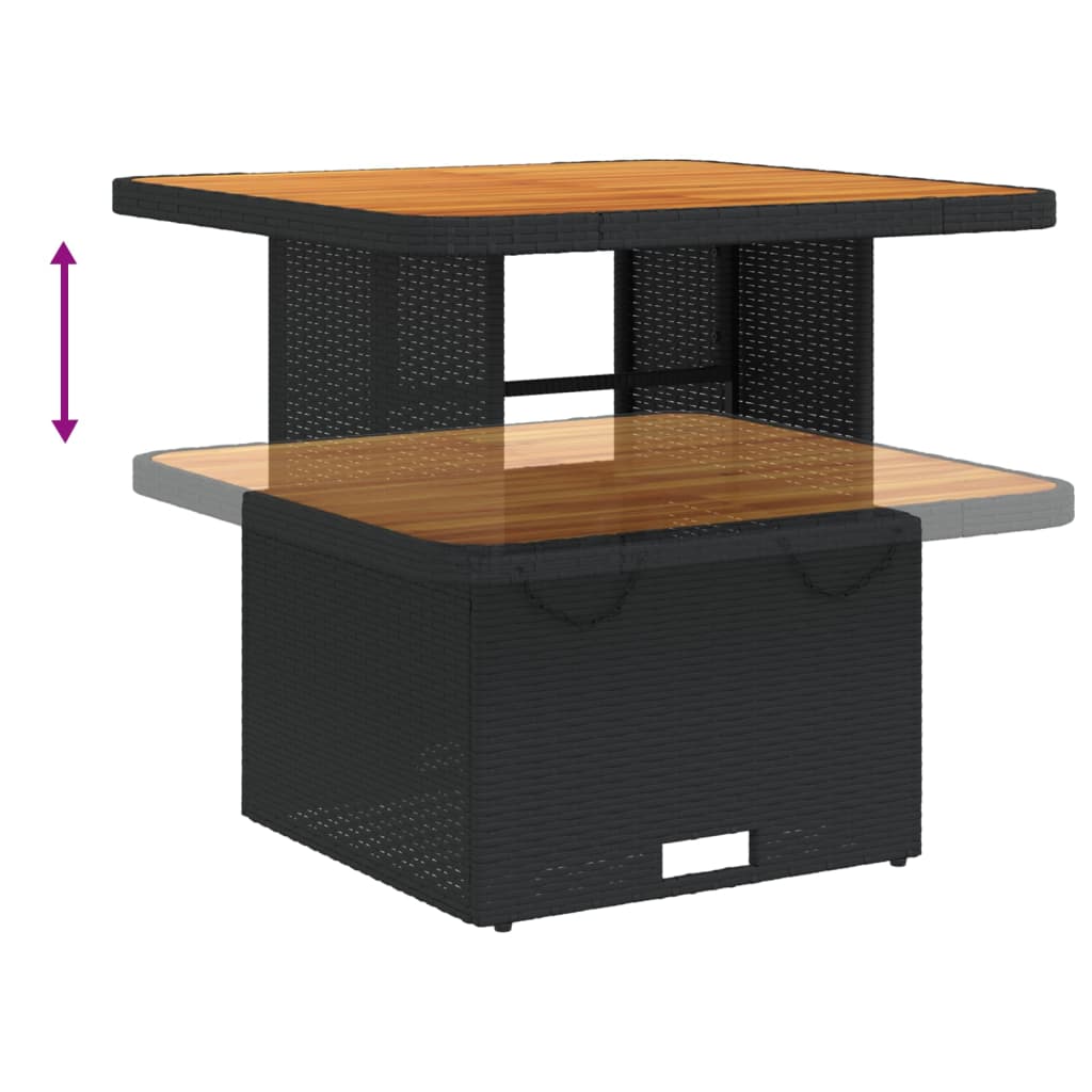 Set mobilier de gradina cu perne, 3 piese, negru, poliratan — imaginea 6