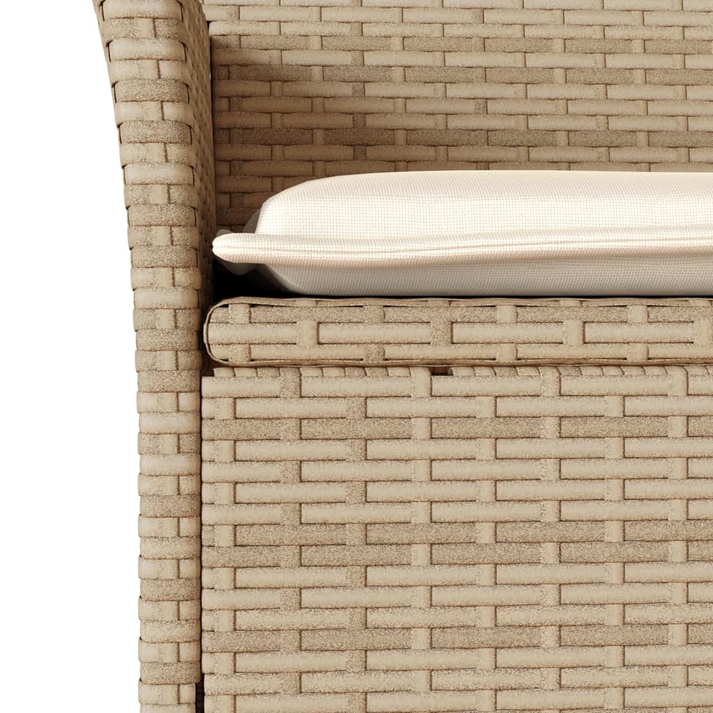 Set mobilier gradina cu perne 5 piese bej poliratan/lemn acacia — imaginea 5
