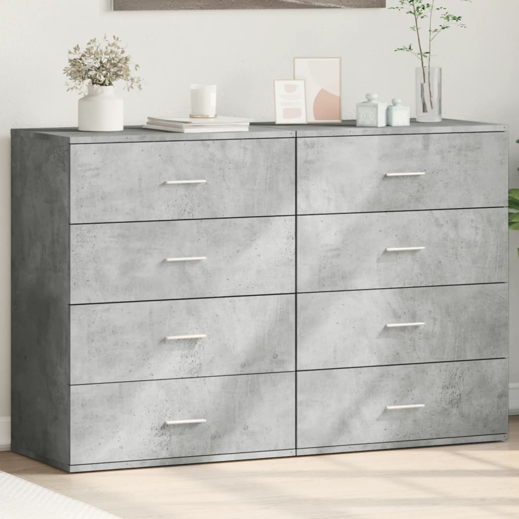 Dulapuri, 2 buc., gri beton, 60x39x80 cm, lemn prelucrat — imaginea 2