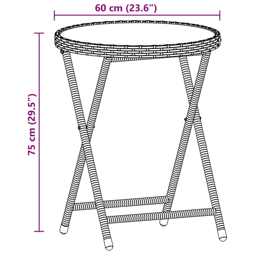 Set bistro cu perne, 3 piese, negru, poliratan si sticla — imaginea 9