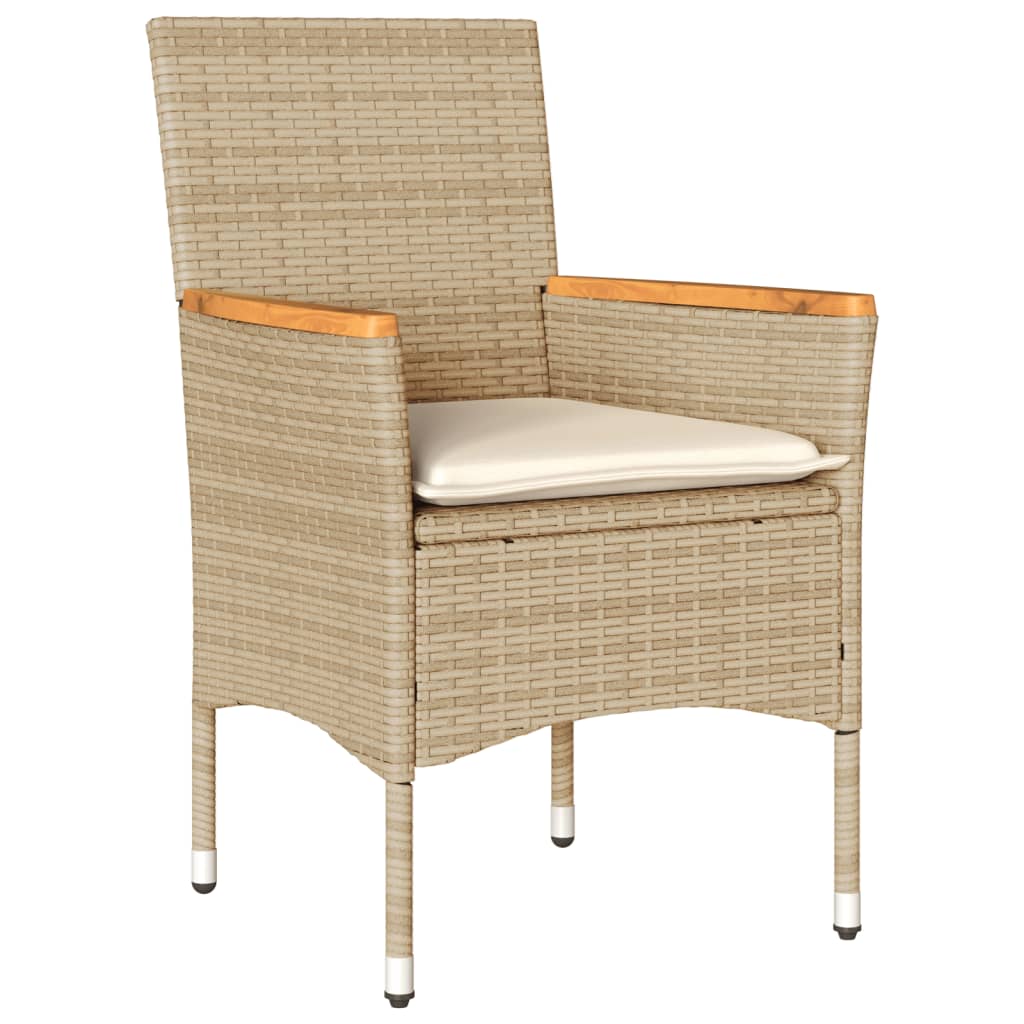 Set mobilier de gradina cu perne 5 piese bej poliratan & sticla — imaginea 3