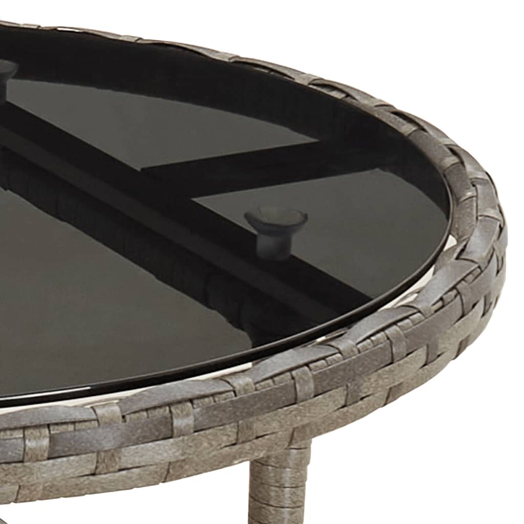 Set mobilier de gradina cu perne 5 piese gri poliratan & sticla — imaginea 6
