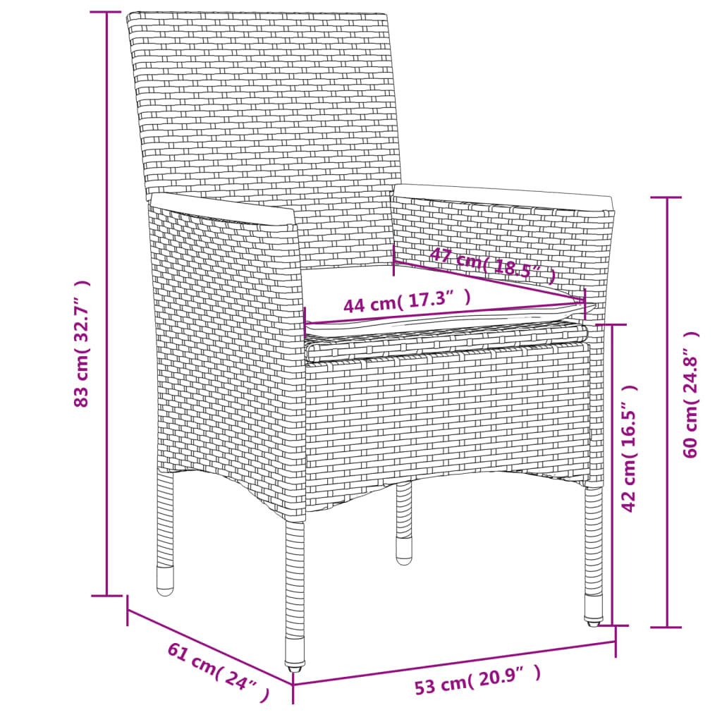 Set mobilier de gradina cu perne 5 piese gri poliratan & sticla — imaginea 8