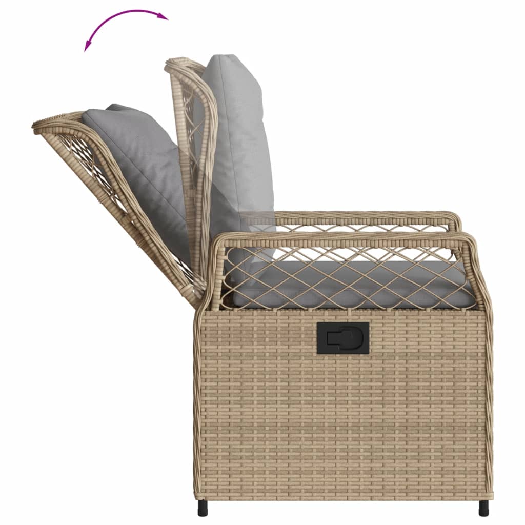 Set mobilier de gradina cu perne, 5 piese, bej, poliratan — imaginea 5