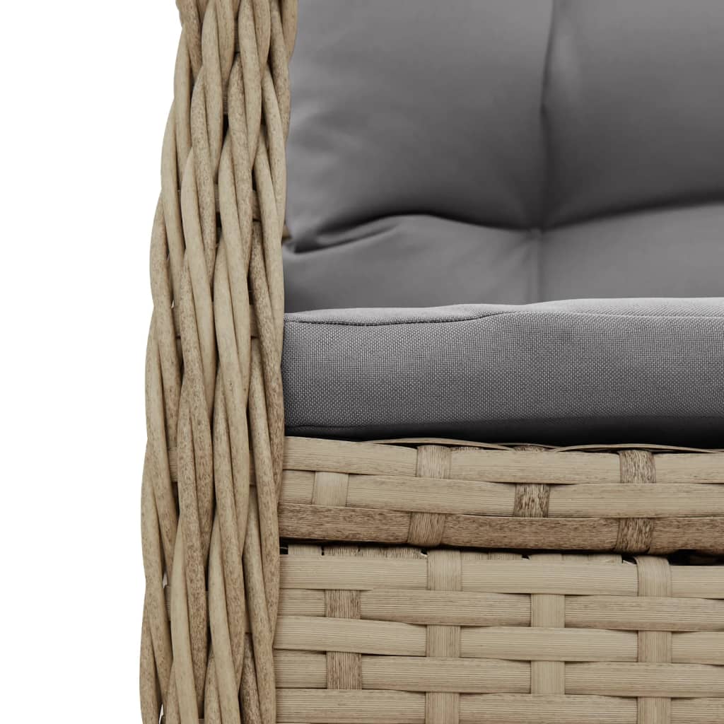 Set mobilier de gradina cu perne, 5 piese, bej, poliratan — imaginea 6