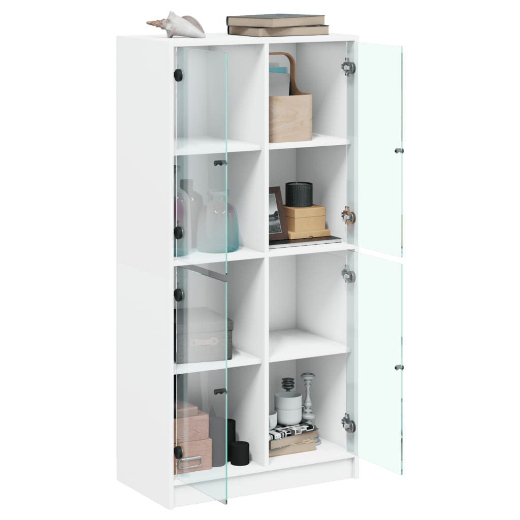 Dulapuri inalte cu usi, alb, 68x37x142 cm, lemn prelucrat — imaginea 4