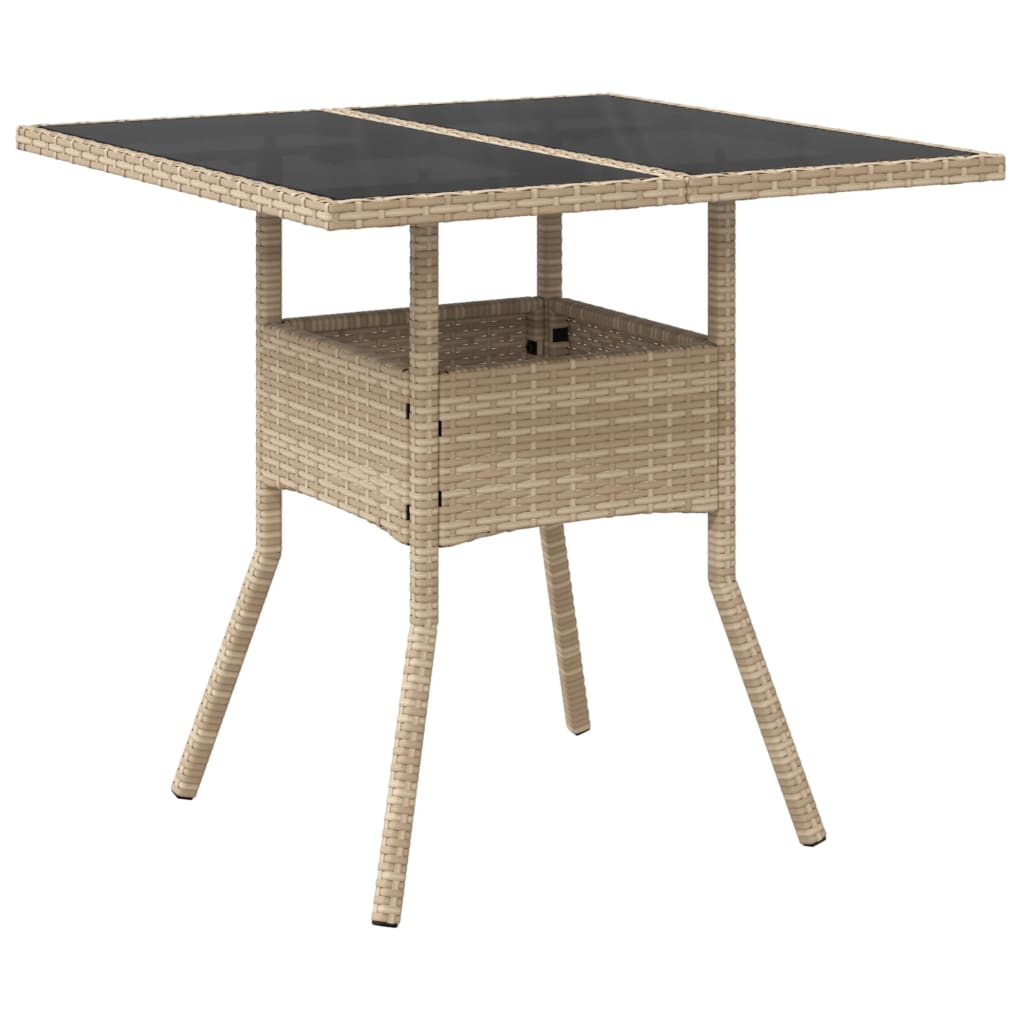 Set mobilier de gradina cu perne 3 piese bej poliratan & sticla — imaginea 4