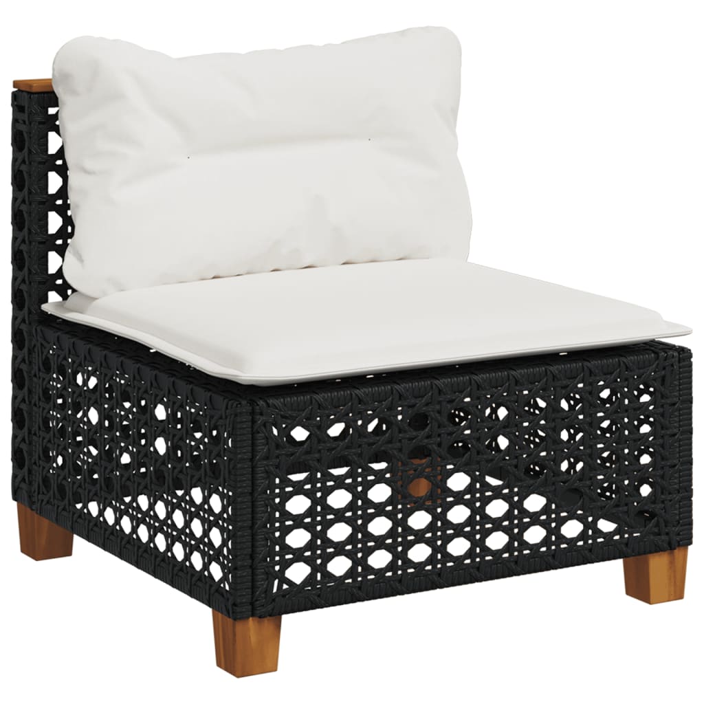 Set mobilier de gradina cu perne, 4 piese, negru, poliratan — imaginea 4